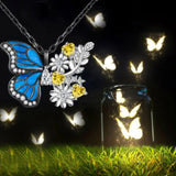 Butterfly Pendant Sunflower Rhinestone Necklace Anniversary Gift