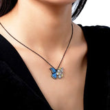 Butterfly Pendant Sunflower Rhinestone Necklace Anniversary Gift