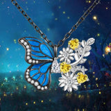 Butterfly Pendant Sunflower Rhinestone Necklace Anniversary Gift