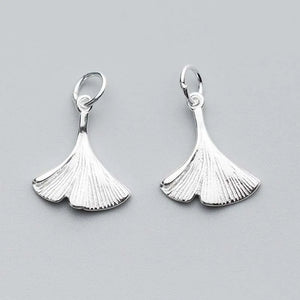Ginkgo Leaf Charm 925 Silver 16x14mm DIY Jewelry