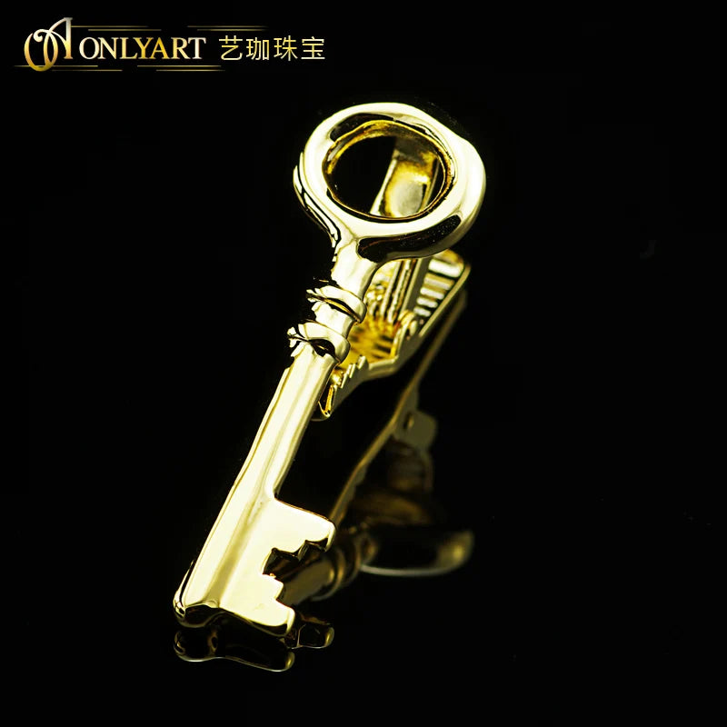 Men's Plated Key Bar Tie Clip Set - Shirts Accessories