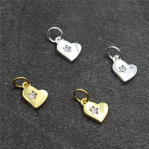 Irregular Heart Zircon Charms 925 Sterling Silver DIY Jewelry Making