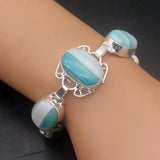 Green BotswanaAgate Peridot Silver Charms Bracelet 7.5 inch