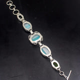 Green BotswanaAgate Peridot Silver Charms Bracelet 7.5 inch