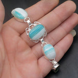 Green BotswanaAgate Peridot Silver Charms Bracelet 7.5 inch