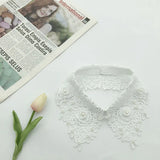 Lace Crochet Pattern Collar Tie-On Collar with Faux Pearl Beadwork
