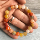 Orange Stone Bead Bracelet Healing Jewelry Gift 8mm Fortune J-ade Bracelet