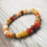 Orange Stone Bead Bracelet Healing Jewelry Gift 8mm Fortune J-ade Bracelet