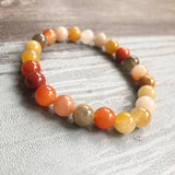 Orange Stone Bead Bracelet Healing Jewelry Gift 8mm Fortune J-ade Bracelet