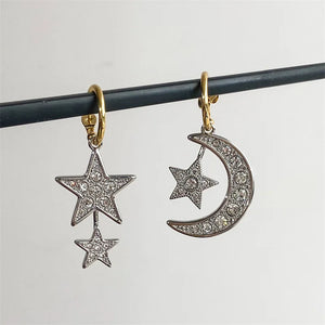 Star Moon Diamond Hanging Earrings For Women Boutique Top Jewelry