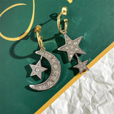 Star Moon Diamond Hanging Earrings For Women Boutique Top Jewelry