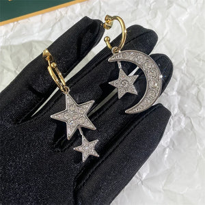Star Moon Diamond Hanging Earrings For Women Boutique Top Jewelry