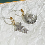 Star Moon Diamond Hanging Earrings For Women Boutique Top Jewelry