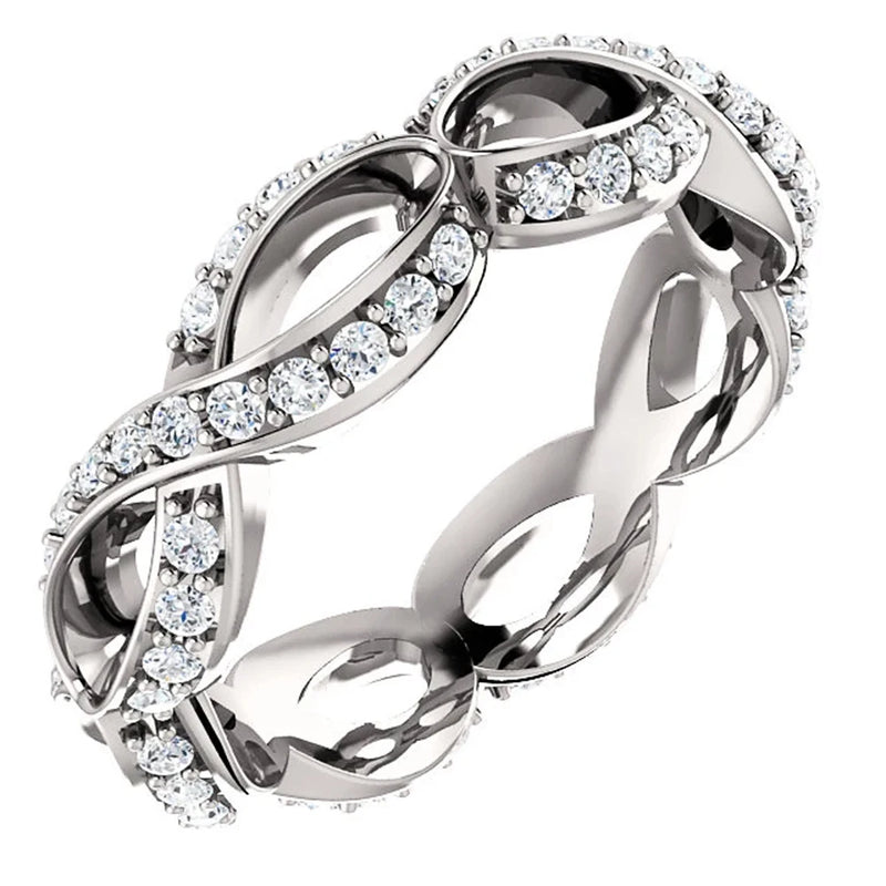 Zircon Stone Thwartwise Twine Ring for Women Wedding Wear
