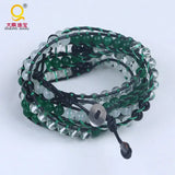 Leather Stone Bracelet Semi-Precious Stone Triple Wrap