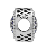 Fandola 925 Sterling Silver Starry Sky Heart Beads for Bracelets, Blue Enamel