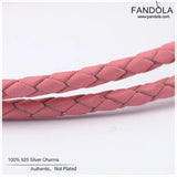 Fandola 925 Silver Pink Leather Charm Bracelets for Women