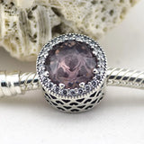 925 Silver Radiant Hearts Pink Crystal Beads for Women Charm Bracelets