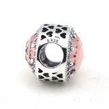 925 Silver Radiant Hearts Pink Crystal Beads for Women Charm Bracelets
