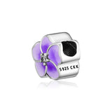 925 Sterling Silver Orchid Flower Charm Enamel Fits Charms Silver 925