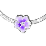 925 Sterling Silver Orchid Flower Charm Enamel Fits Charms Silver 925