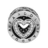 Fandola 925 Silver Heart Beads for Charms Bracelet Making