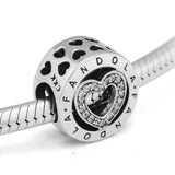 Fandola 925 Silver Heart Beads for Charms Bracelet Making