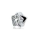 925 Sterling Silver Starfish Beads Clear CZ for Bracelets