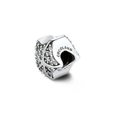 925 Sterling Silver Starfish Beads Clear CZ for Bracelets