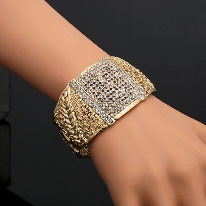 Punk 18k Plated Arm Ring Wide Cuff Bracelet