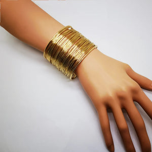 Punk 18k Plated Arm Ring Wide Cuff Bracelet