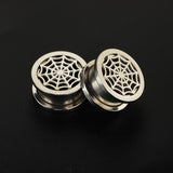 Anodized Spider Web Ear Gauges Plugs Stretcher Body Piercing Jewelry 2pcs