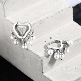 925 Silver Needle High Wedding Jewelry Pearl Drop Earrings