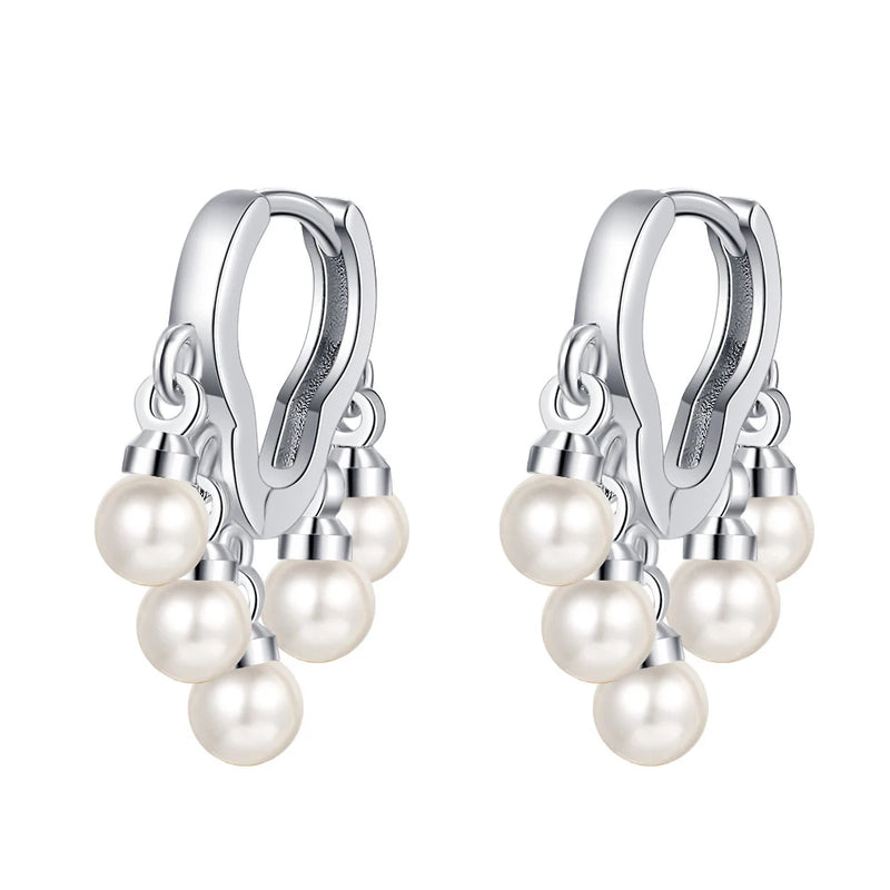 925 Silver Needle High Wedding Jewelry Pearl Drop Earrings