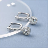 S925 Silver Drop Earrings Crystal Dangle Jewelry Gift FQL21228