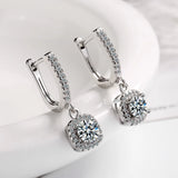 S925 Silver Drop Earrings Crystal Dangle Jewelry Gift FQL21228