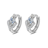 Heart Crystal Hoop Earrings 925 Sterling Silver Gift for Her