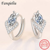 Heart Crystal Hoop Earrings 925 Sterling Silver Gift for Her