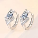 Heart Crystal Hoop Earrings 925 Sterling Silver Gift for Her