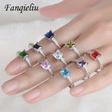 S925 Silver Square Zircon Ring For Women FQL20503
