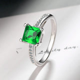 S925 Silver Square Zircon Ring For Women FQL20503