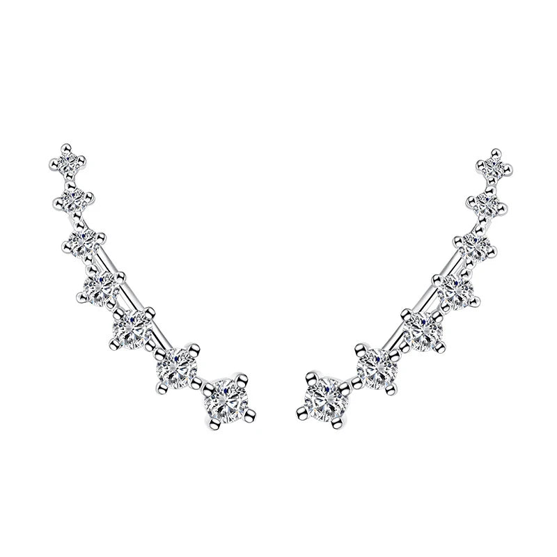 S925 Silver CZ Zircon Clip Earrings Gift For Girl FQL22149