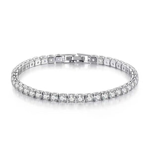 S925 Silver Square Crystal Link Bracelet for Women FQL21432