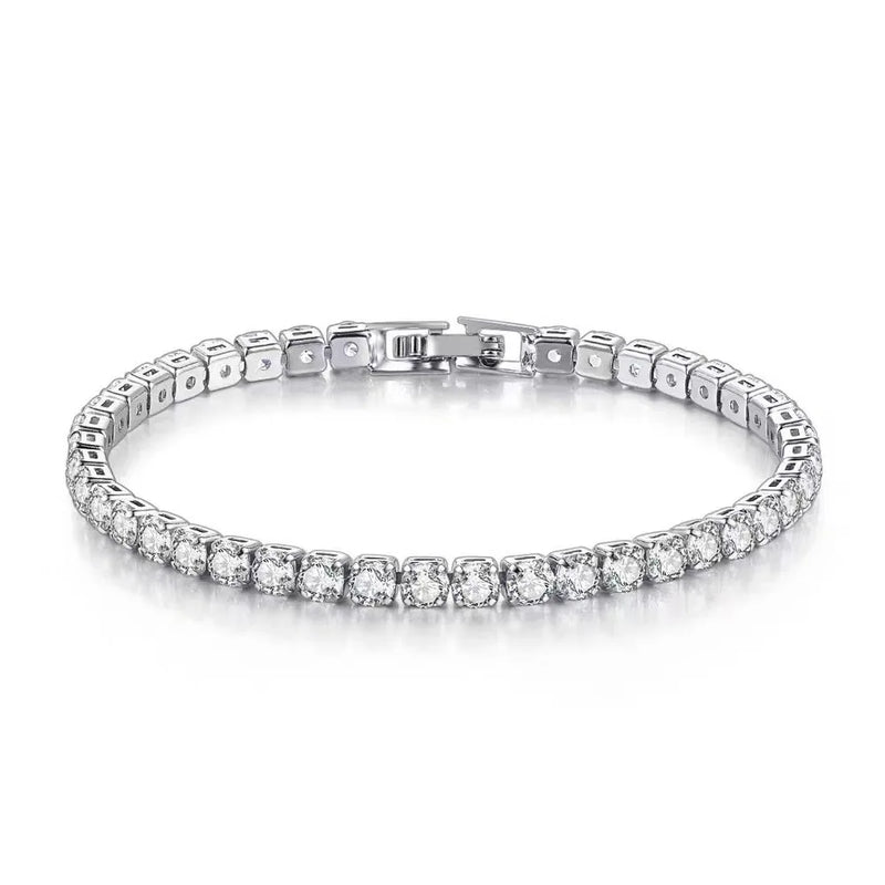 S925 Silver Square Crystal Link Bracelet for Women FQL21432