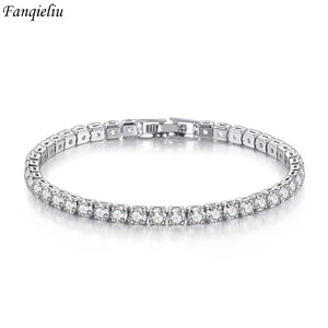 S925 Silver Square Crystal Link Bracelet for Women FQL21432