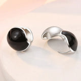 Fanqieliu 925 Silver Needle Ball Hoop Earrings