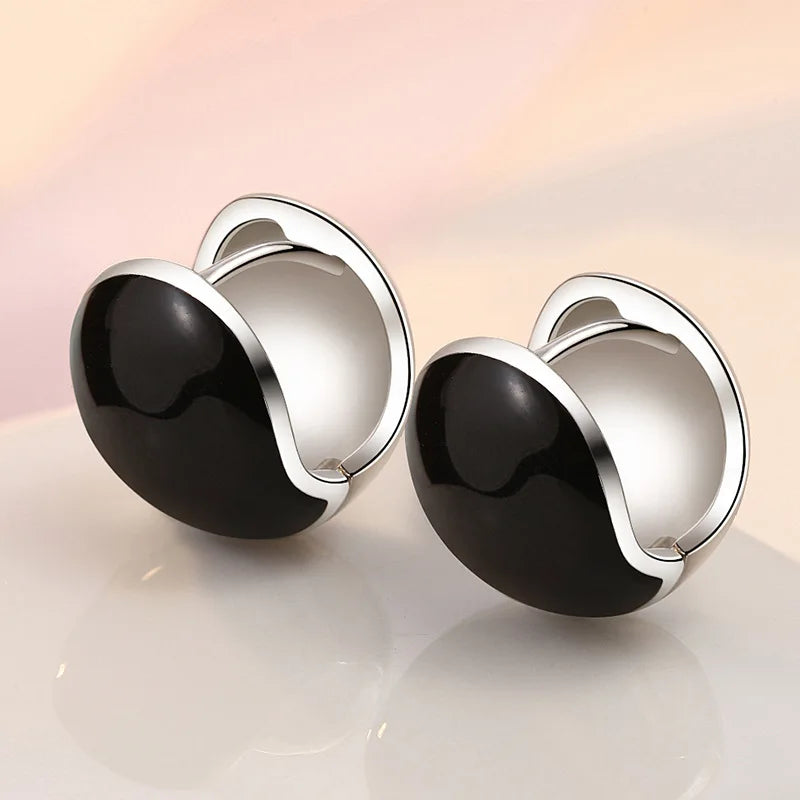 Fanqieliu 925 Silver Needle Ball Hoop Earrings