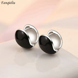 Fanqieliu 925 Silver Needle Ball Hoop Earrings