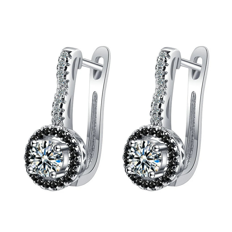 CZ Zircon Hoop Earrings 925 Silver Needle FQL21249