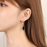 925 Silver Rhombus Zircon Drop Earrings For Women FQL21304